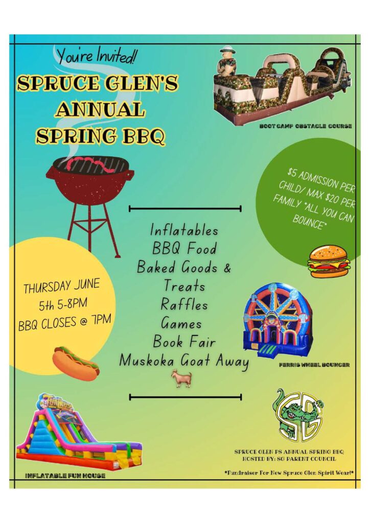 Annual Spring BBQ
Thursday June 5th
5-8pm
BBQ Closes at 7pm